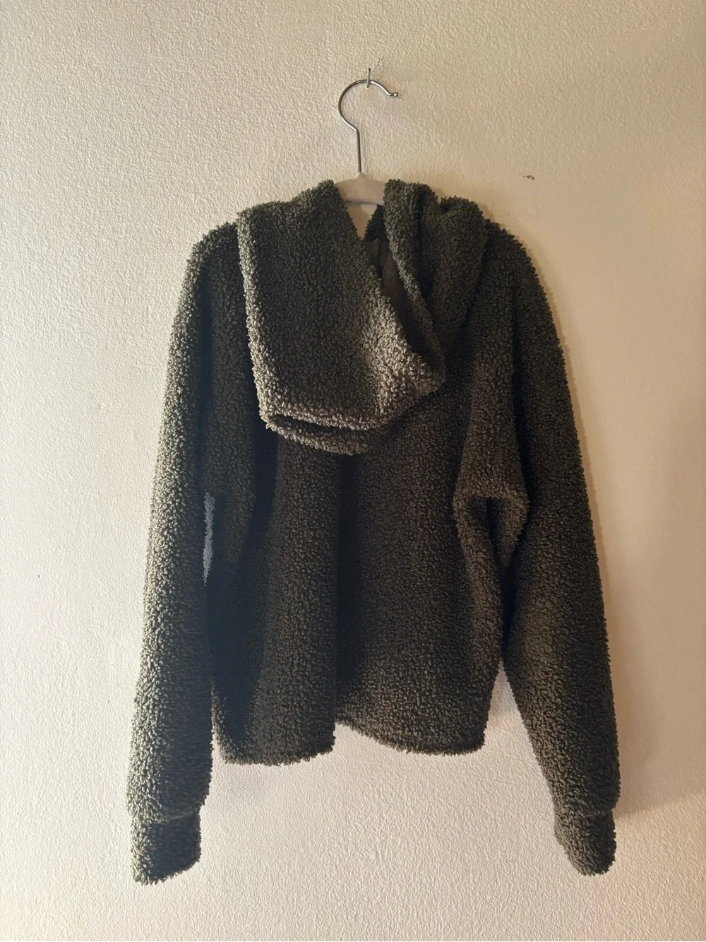 Kids Olive Sherpa Hoodie - Soft Fleece Pullover
